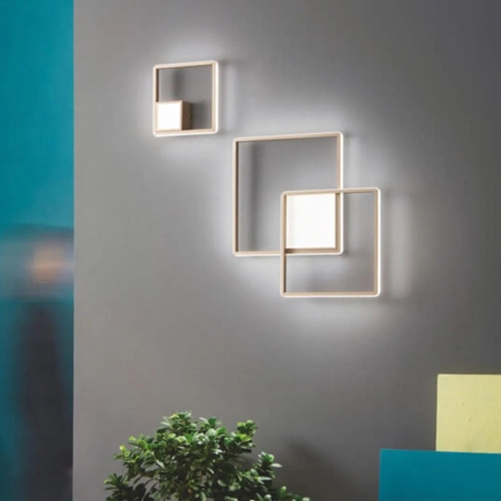 Plafoniera pl dowel gr oro ondaluce led 60w 3000k design moderna