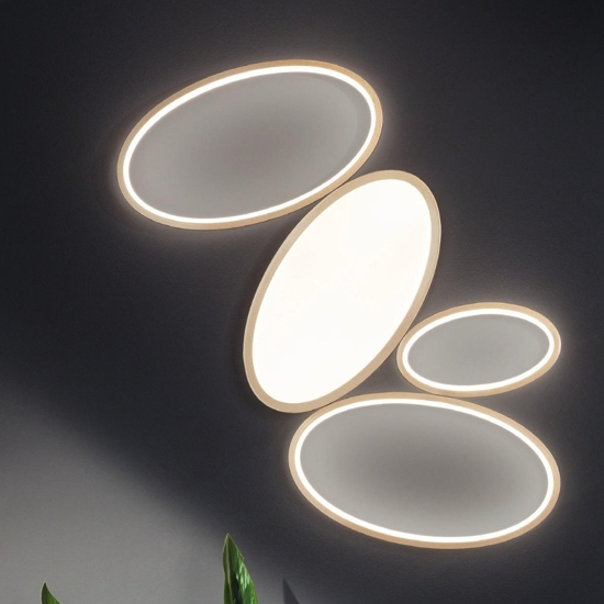 Ondaluce plafoniera gr rise oro design moderna led 35w 3000k