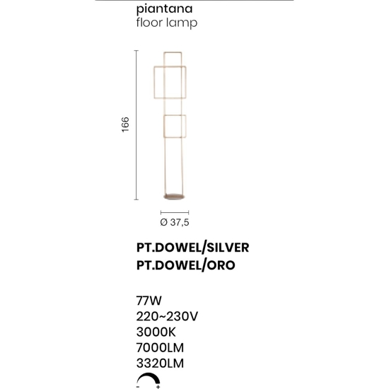 Piantana pt dowel oro ondaluce design moderna