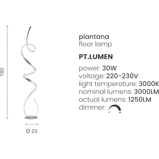 Ondaluce pt lumen piantan led design moderna dimmerabile