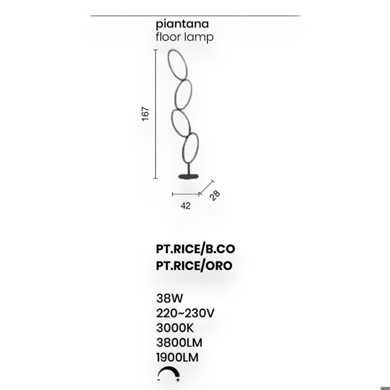 Piantana design moderna rice pt ondaluce bianco led