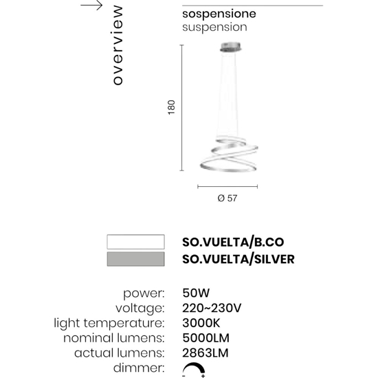 Lampadario so vuelta silver ondaluce design moderno