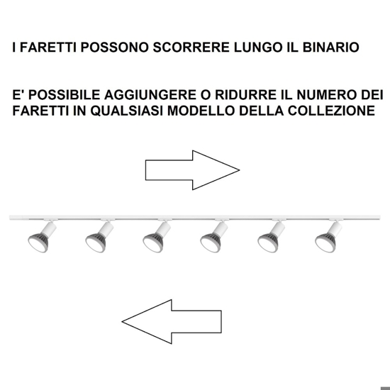 Sistema binario 300cm ad angolo monofase nero 7 faretti