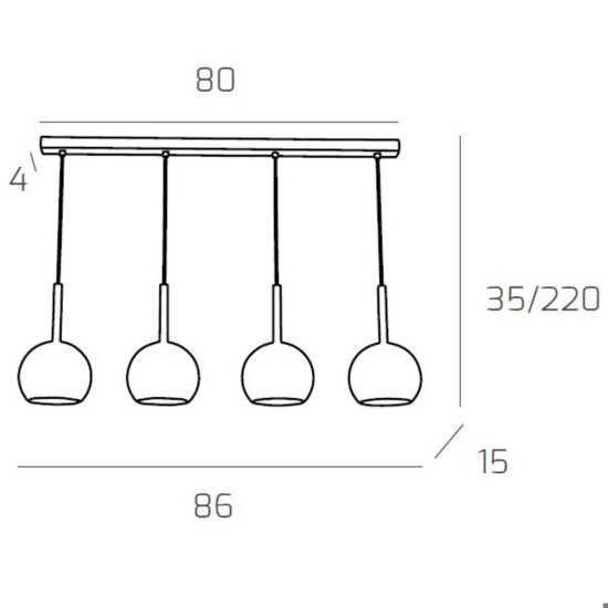 Lampada a sospensione da cucina moderna vetro rame