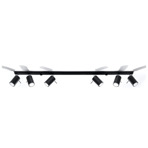 Plafoniera binario 118cm nero 6 luci faretti orientabili