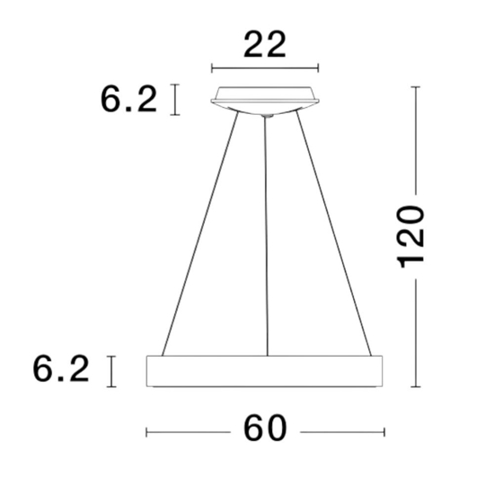 Lampadario cerchio nero 60cm sospensione led 3000k dimmerabile