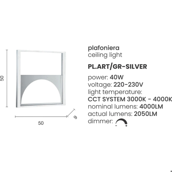 Ondaluce pl art silver gr plafoniera led moderna design