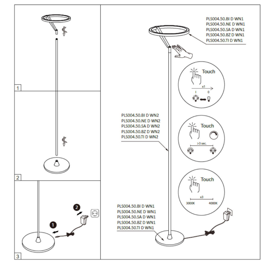 Lampada da terra vivida meridiana bianca led 27w dimmerabile 3000k 4000k