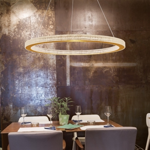 Lampadario a sospensione cerchio 80cm oro led per salone contemporaneo