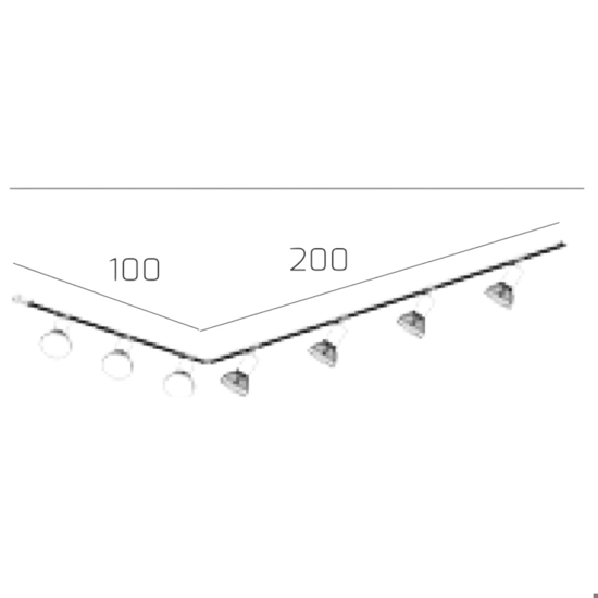 Sistema binario 300cm angolo nero oro monofase 7 faretti