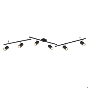 Plafoniera illuminazione a binario led nero con 6 faretti orientabili