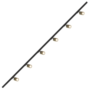 Illuminazione binario 200cm nero oro faretti orientabili monofase