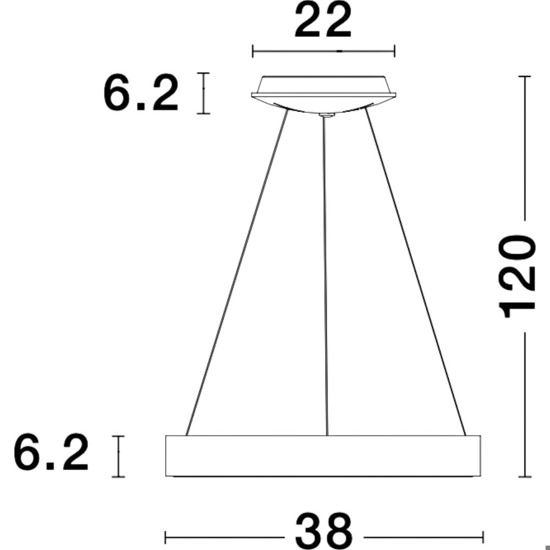 Lampadario sospensione 38cm oro cerchio led 30w 3000k