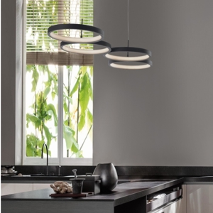 Lampadario led per soggiorno moderno nero design cerchi