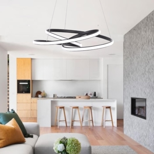 Lampadario nero per soggiorno led dimmerabile design moderno