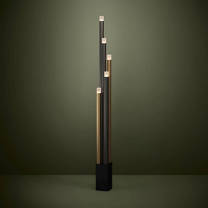 Piantana design moderna nero marrone oro led 18w 3000k dimmerabile