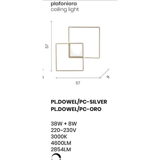 Plafoniera pl dowel ondaluce led 3000k dimmerabile grigio