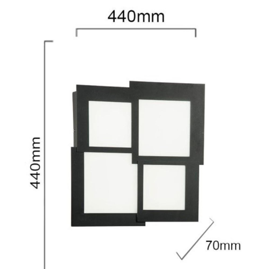 Ondaluce pl passpartou plafoniera quadrata led oro