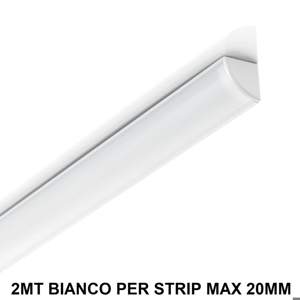 Profilo esterno 2mt alluminio angolare rotondo bianco con kit diffusore per strip led max 20mm