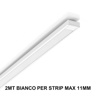 Profilo 2mt esterno alluminio bianco ideal lux con kit diffusore per strip led max 11mm