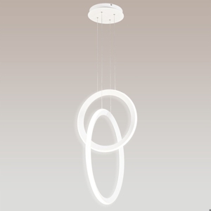 Lampadario moderno bianco led 48w 3000k design cerchi