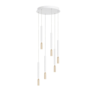 Ondaluce so tubic 6 lampadario a sospensione multipla 6 luci led bianco e oro