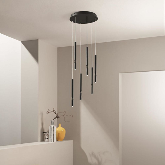 So tubic 6 ondaluce luce lampadario moderno nero 6 luci led sospese