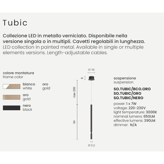 So tubic ondaluce lampada a sospensione per tavolo da pranzo cilindro nero led