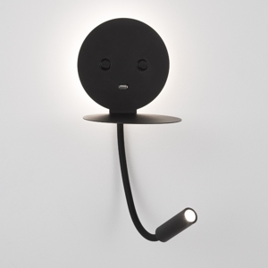 Applique da comodino nero luce orientabile presa usb