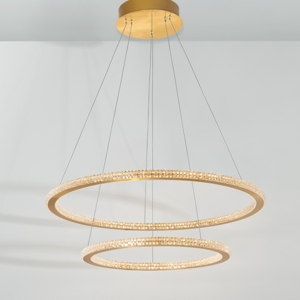 Lampada sospensione cerchi led oro per soggiorno contemporaneo