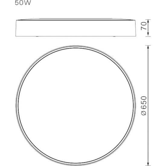 Plafoniera tonda nera 65cm led 50w 2700k 3300k 4000k dimmerabile