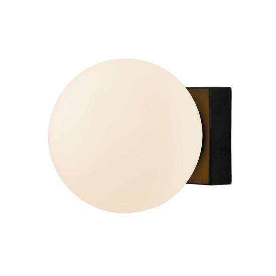 Lampada led 6w 3000k da parete soffitto nera sfera vetro bianco