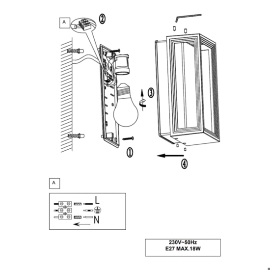 Applique per esterno bianco rettangolare fp