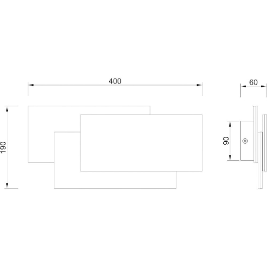 Applique led 36w 3000k design moderna rettangoli bianco