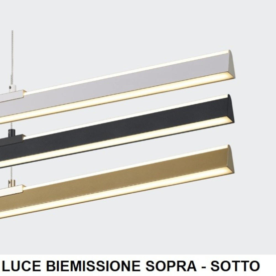 Lampada barra a sospensione 151cm bianco led biemissione 54w 3000k