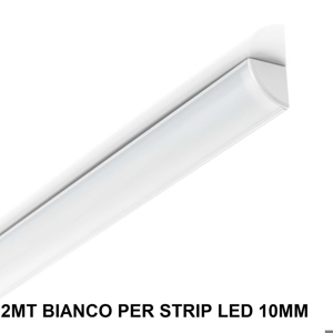 Profilo esterno 2mt angolare alluminio bianco con diffusore kit per strip led max 11mm ideal lux