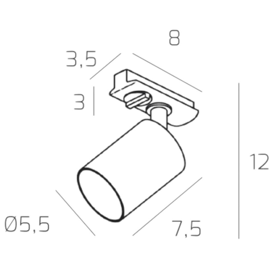 Sistema illuminazione binario monofase 100cm nero con 3 faretti sabbia