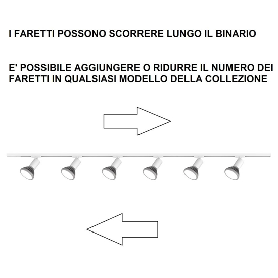 Sistema illuminazione binario 300cm bianco con faretti gx53 orientabili