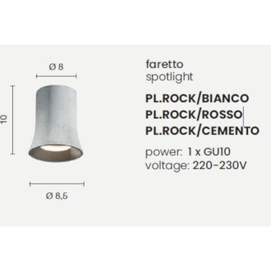 Ondaluce pl rock faretto da soffitto cilindro in cemento gu10