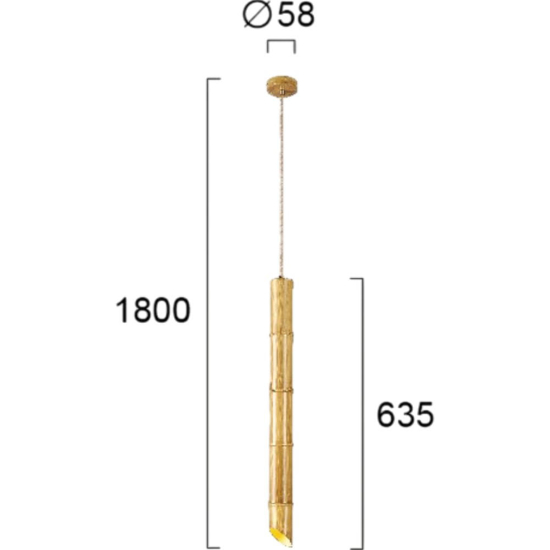 Lampada a sospensione bamboo metallo decorato