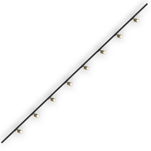 Sistema illuminazione a binario 300cm nero con 8 spot oro