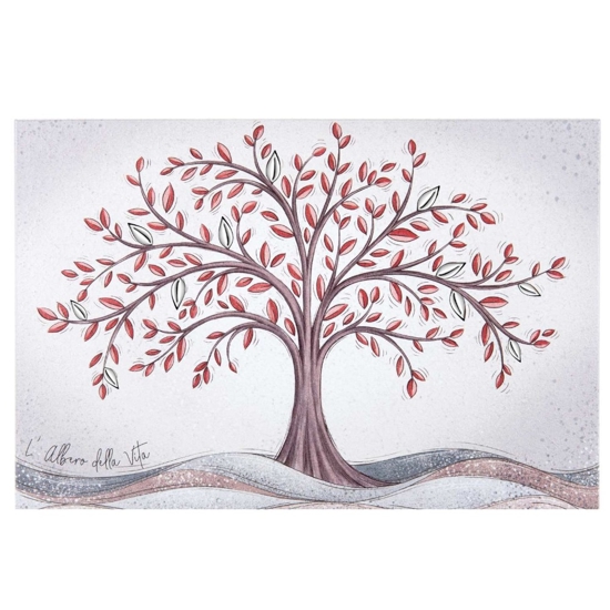 Quadro albero della vita 80x56 moderno rosso bongelli preziosi