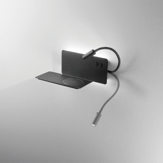 Ondaluce ap flat applique da comodino presa usa led orientabile nero destra