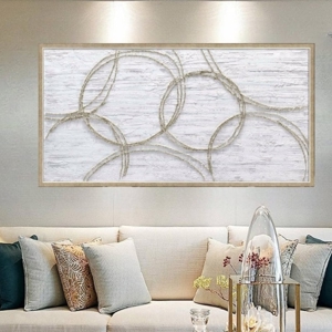 Quadro dipinto astratto su tela 65x125 cornice oro