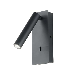 Ap telescope ondaluce applique per camera da letto porta usb led orientabile nera