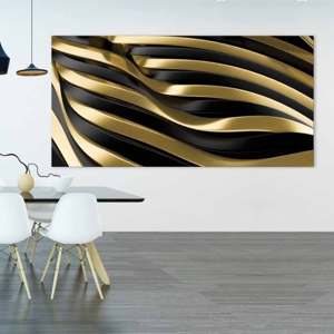 Quadro astratto moderno 140x70 oro nero stampa su tela