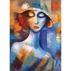 Quadro moderno 70x100 donna con cappello stampa su tela