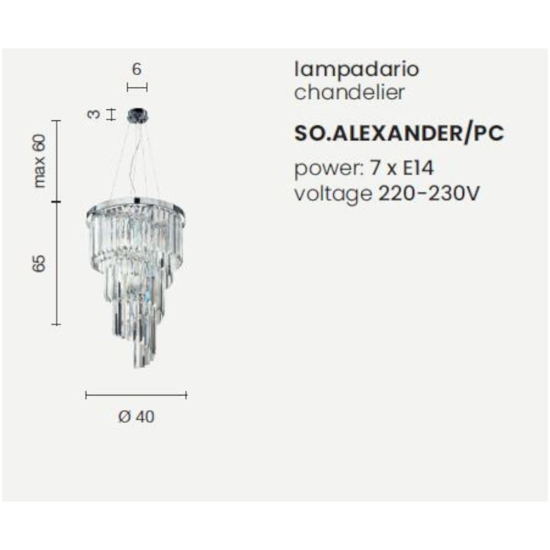 Lampadario classico so alexander ondaluce per salotto cristalli