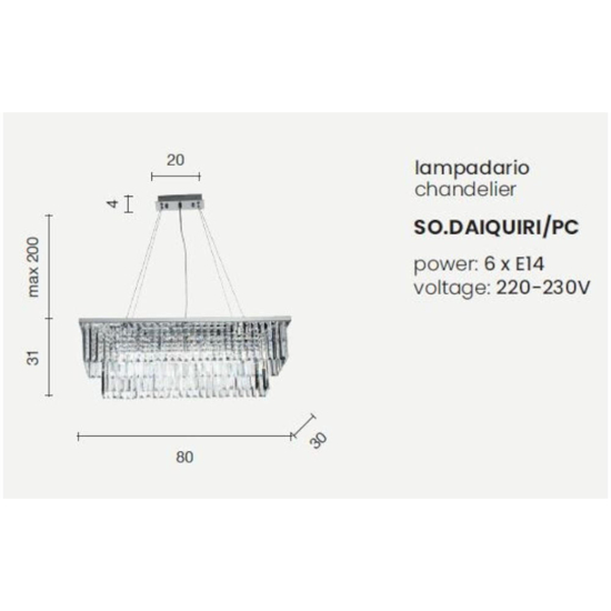 Lampadario classico in cristallo molato so daiquiri pc ondaluce