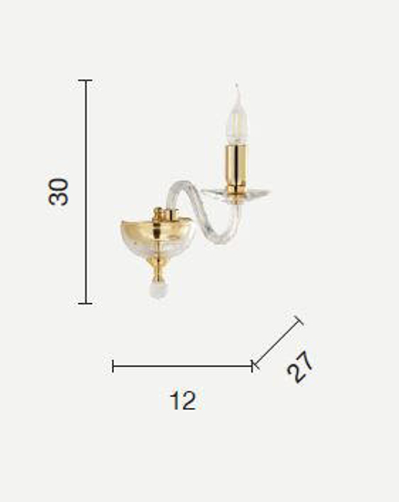 Ondaluce ap paganini applique per camera da letto vetro ambra